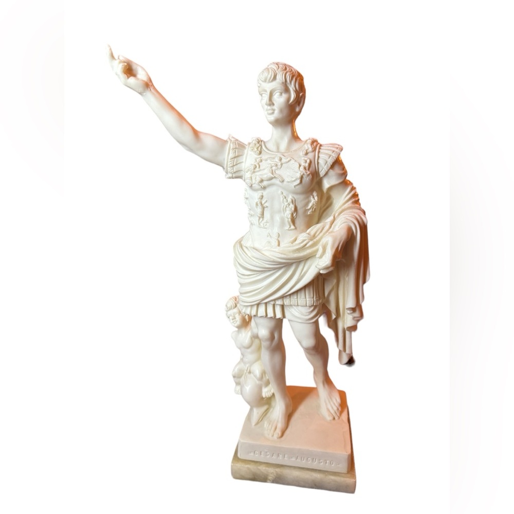 Gaius Julius Caesar Augustus Prima Porta Statue Italy Sculpture, Marble Base 14”